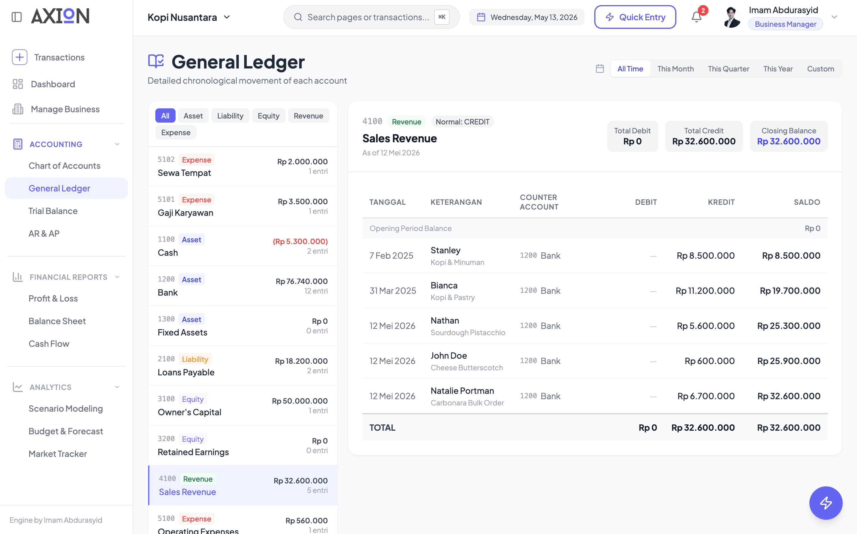 AXION dashboard preview