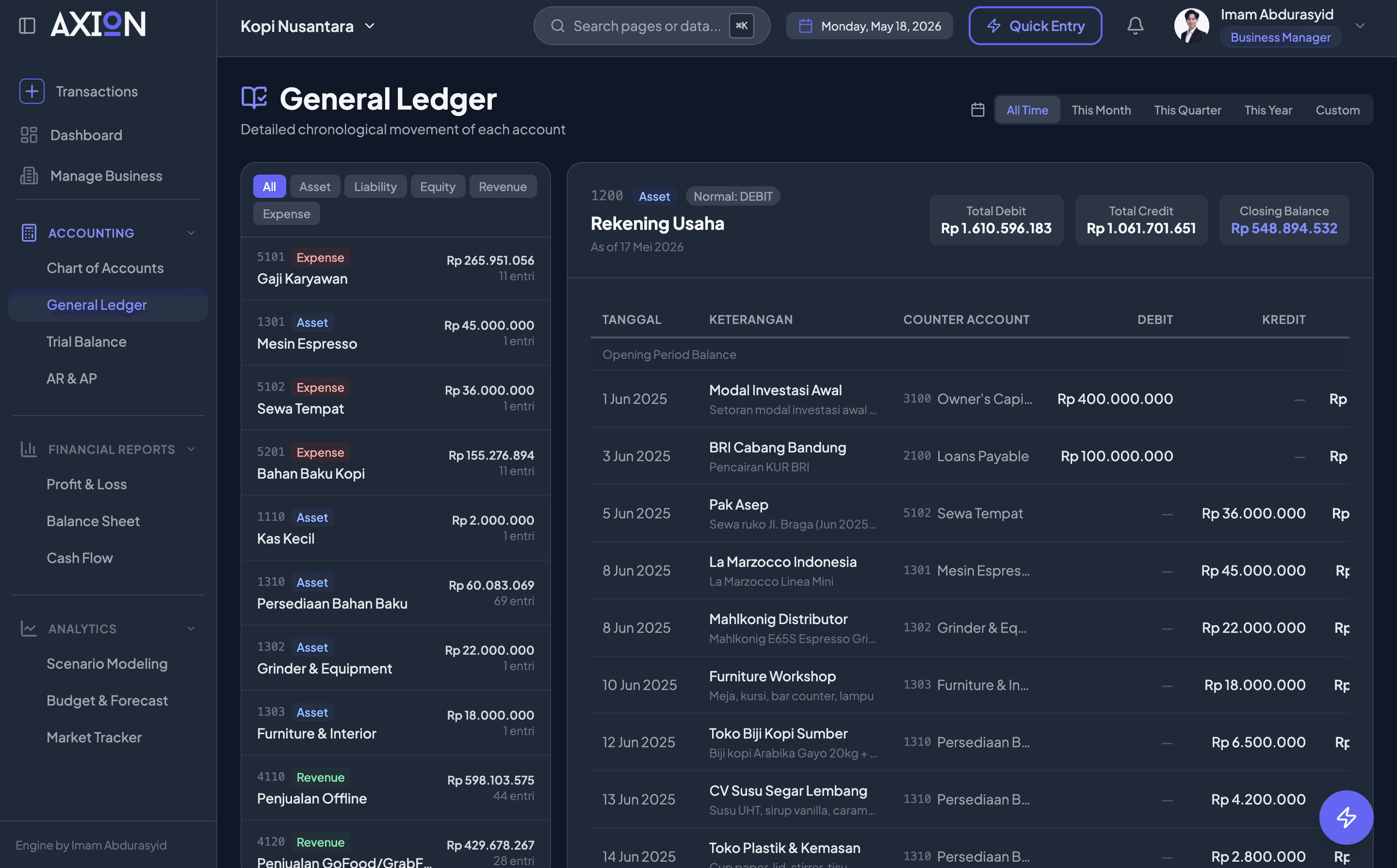 AXION dashboard preview